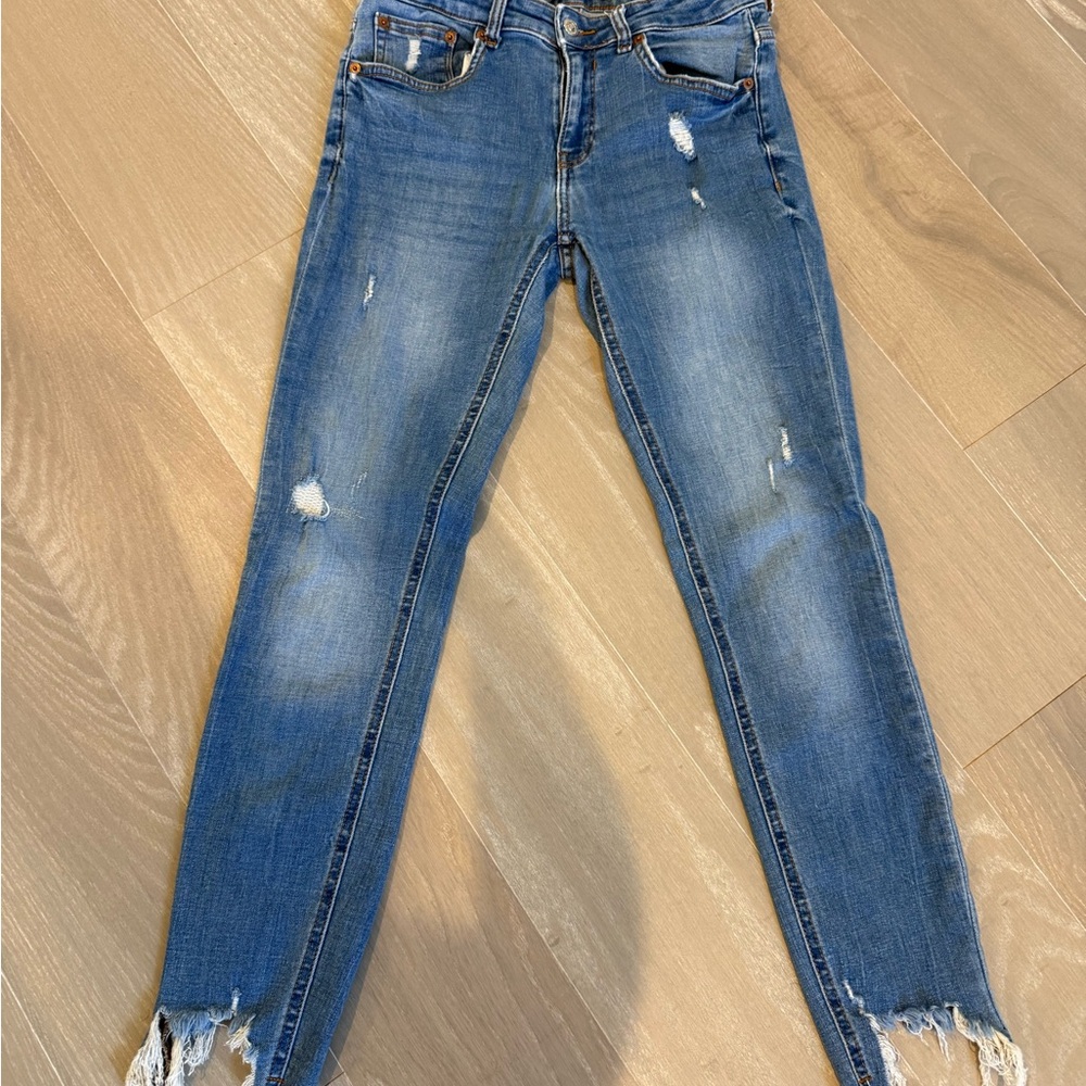 Zara Blue Distressed Skinny Jeans